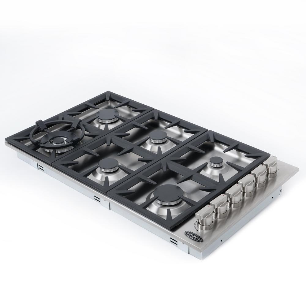 Cosmo 36 in. Gas Cooktop in Stainless Steel with 6 Italian Made