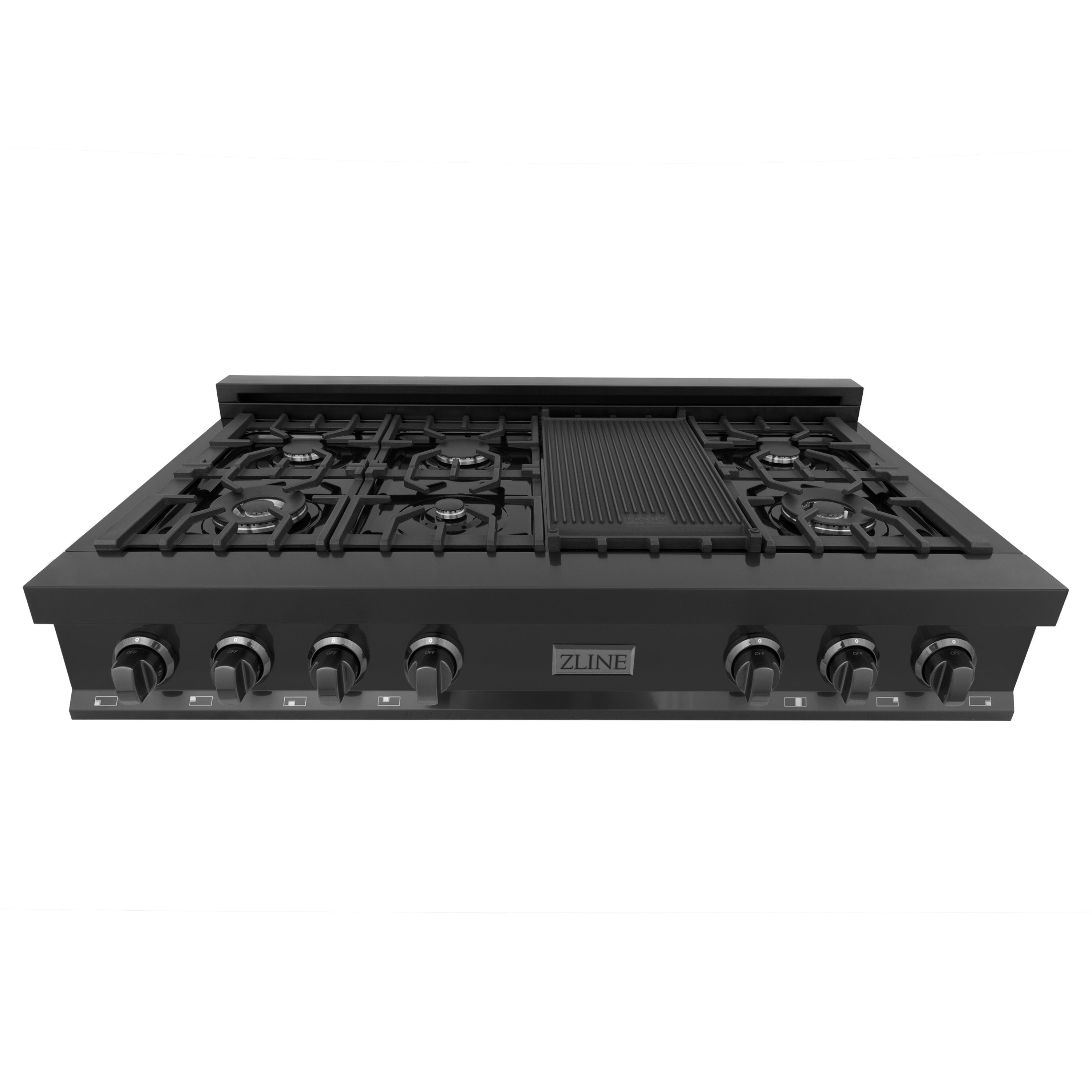 ZLINE 48-Inch Porcelain Gas Stovetop with 7 Gas Burners and Griddle (RT48)